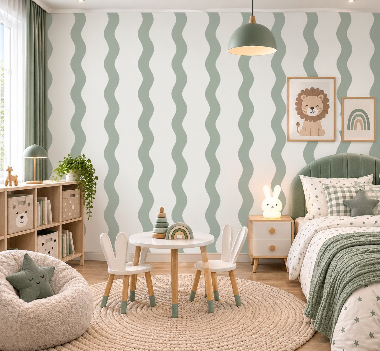 Sage Ripple — Modern Wallpaper Dubai