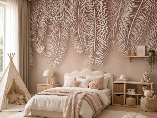 Sepia Plumes — Luxury Floral Wallpaper Dubai