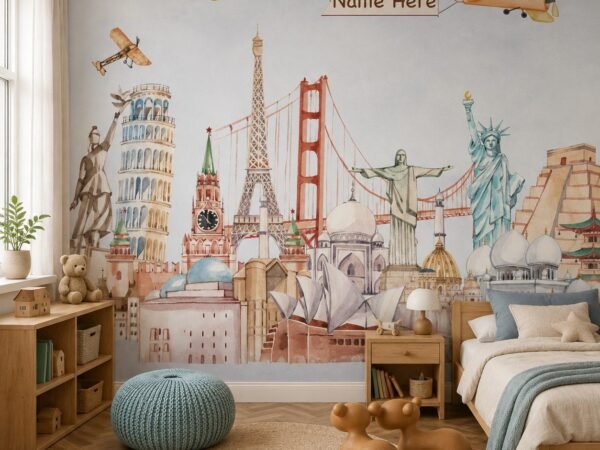 Skyline Journey — Luxury Kids Wallpaper Dubai