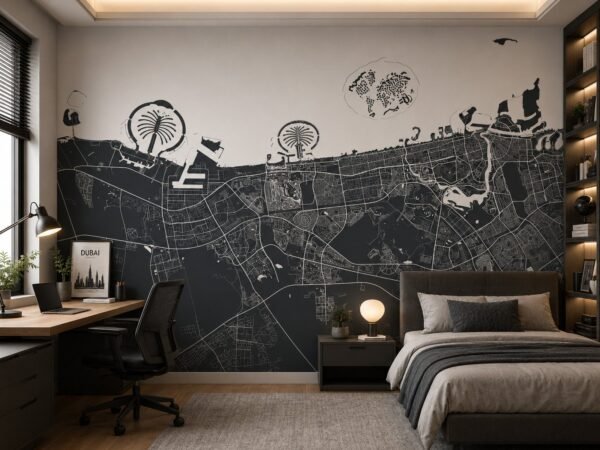 Slate Network — Map & Mural Wallpaper Dubai