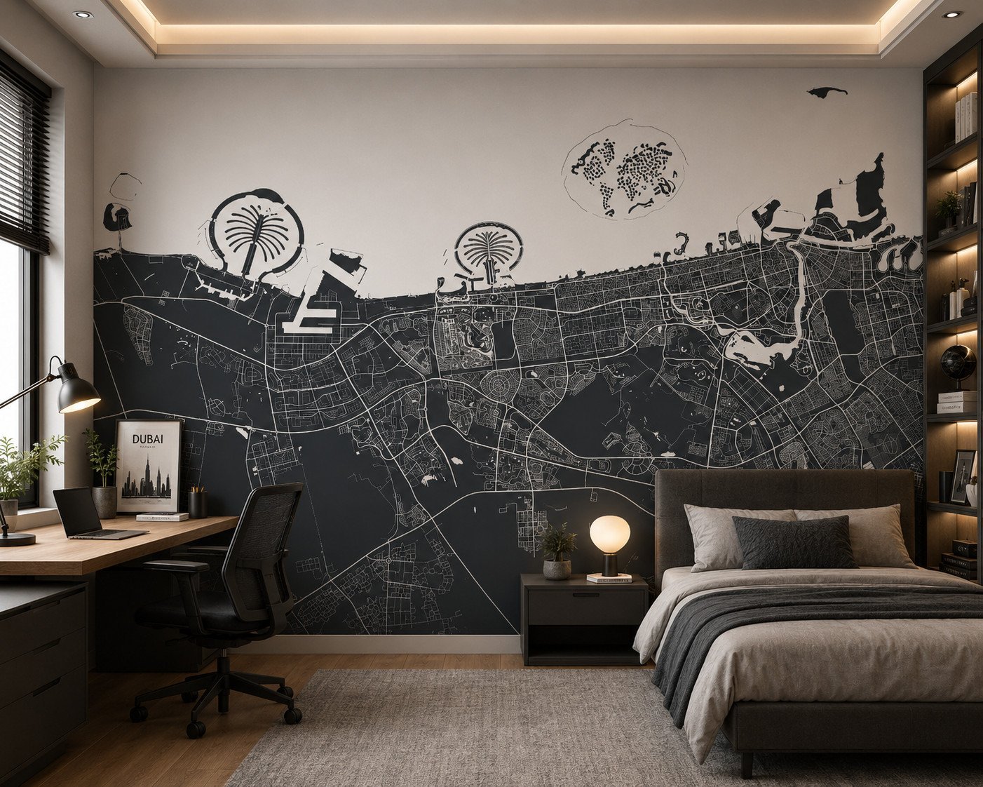 Slate Network — Map & Mural Wallpaper Dubai