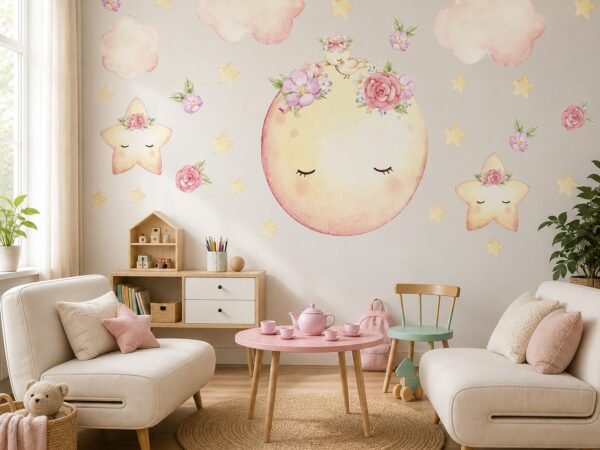 Starry Bloom — Luxury Kids Wallpaper Dubai