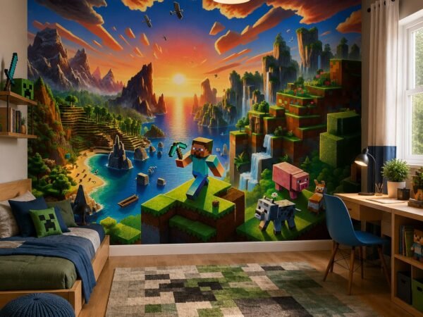 Voxel Frontier — Luxury Kids Wallpaper Dubai