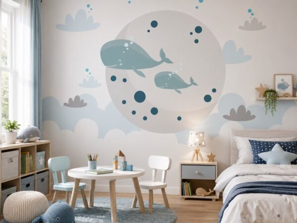 Whale Halo — Luxury Kids Wallpaper Dubai