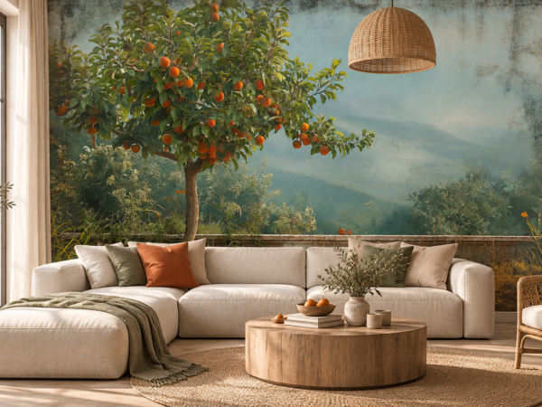 Apricot Terrace — Luxury Floral Wallpaper Dubai