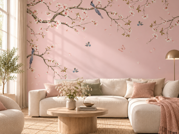 Blush Aviary — Luxury Floral Wallpaper Dubai