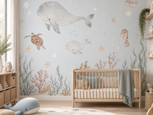 Coral Cuddle — Luxury Kids Wallpaper Dubai