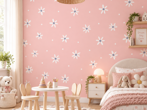 Daisy Blush — Luxury Floral Wallpaper Dubai