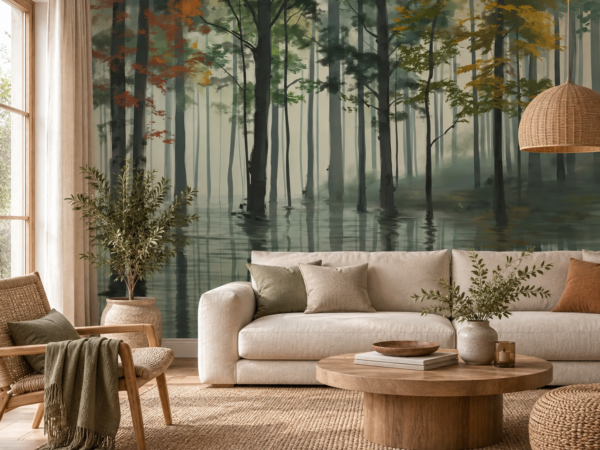 Forest Reflection — Luxury Floral Wallpaper Dubai