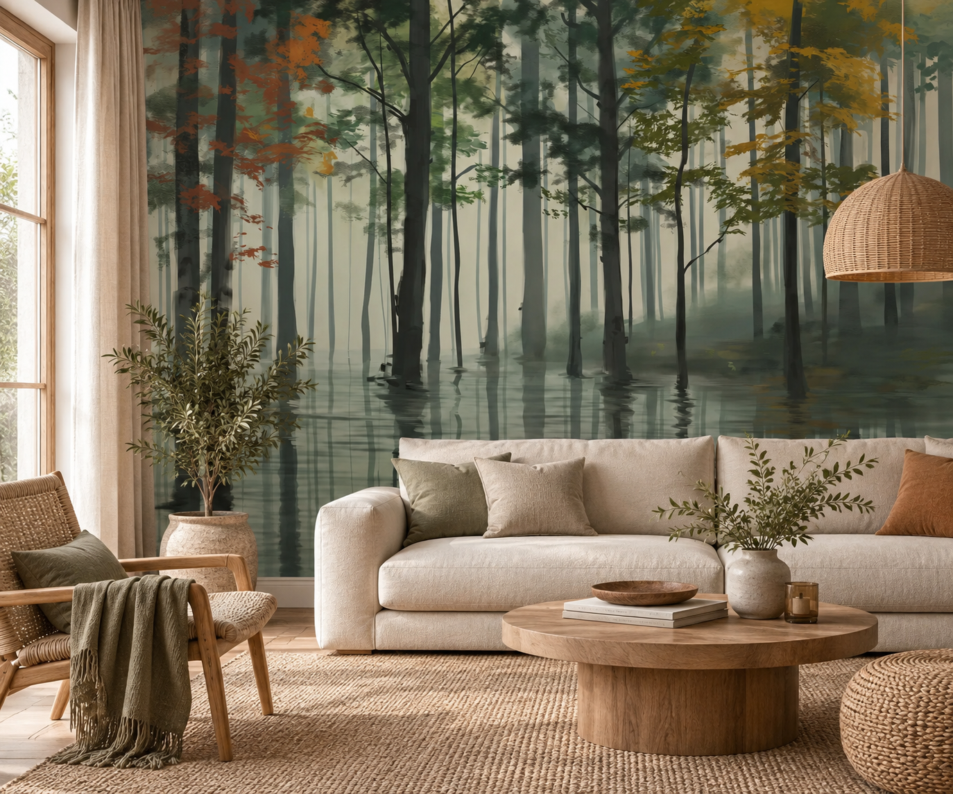 Forest Reflection — Luxury Floral Wallpaper Dubai