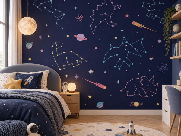 Galaxy Sketches — Luxury Kids Wallpaper Dubai