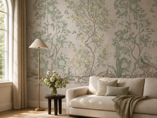 Coastal Calm — Luxury Floral Wallpaper Dubai
