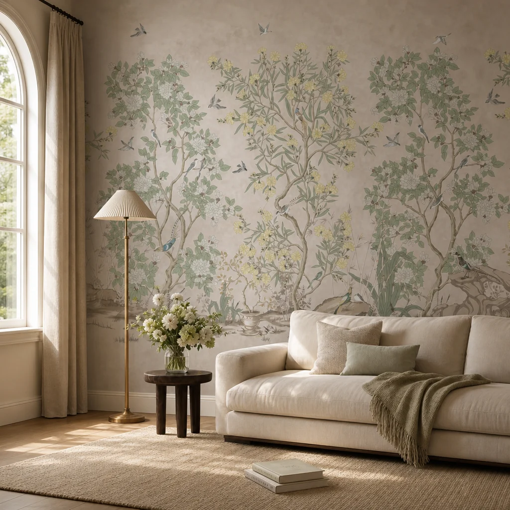 Coastal Calm — Luxury Floral Wallpaper Dubai