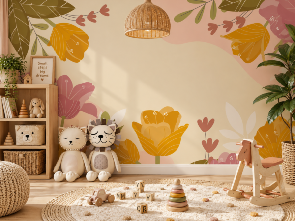 Golden Petals — Luxury Kids Wallpaper Dubai