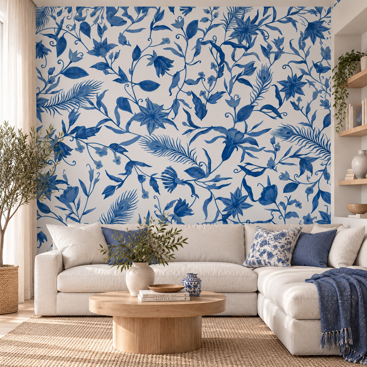Indigo Aviary — Luxury Floral Wallpaper Dubai