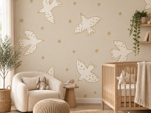 Ivory Wings — Luxury Kids Wallpaper Dubai
