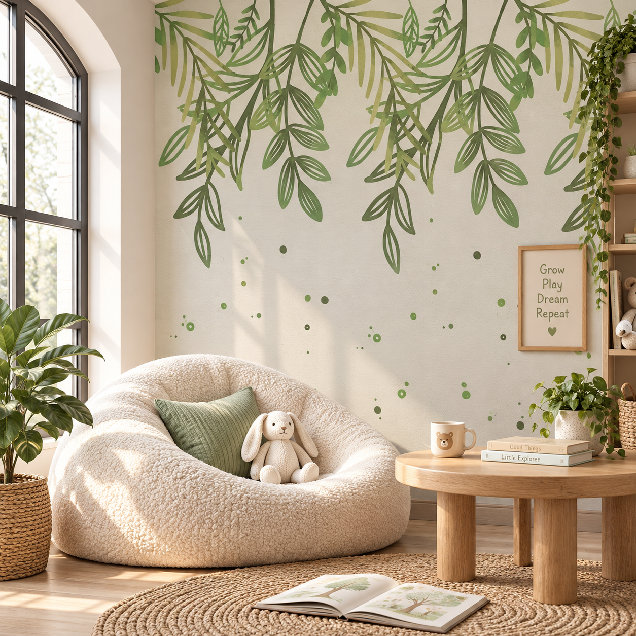 Leafy Cascade — Luxury Floral Wallpaper Dubai