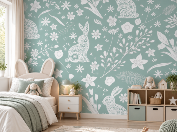 Meadow Hare — Luxury Kids Wallpaper Dubai