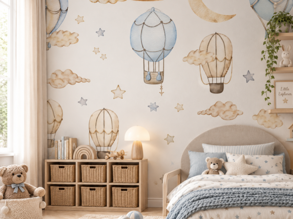 Moonlit Balloons — Luxury Kids Wallpaper Dubai