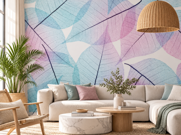 Pastel Veins — Luxury Floral Wallpaper Dubai