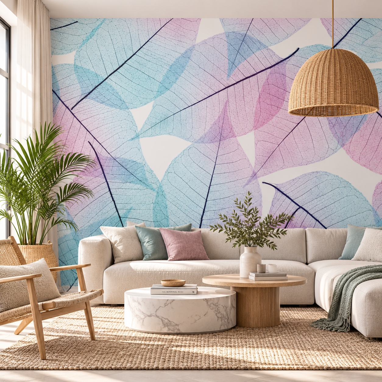 Pastel Veins — Luxury Floral Wallpaper Dubai