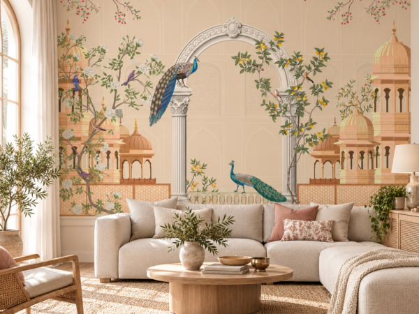 Peacock Courtyard — Luxury Floral Wallpaper Dubai
