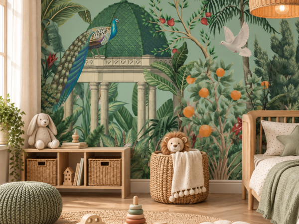Peacock Pavilion — Luxury Floral Wallpaper Dubai