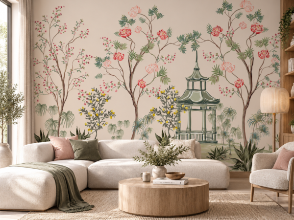 Peony Pavilion — Luxury Floral Wallpaper Dubai
