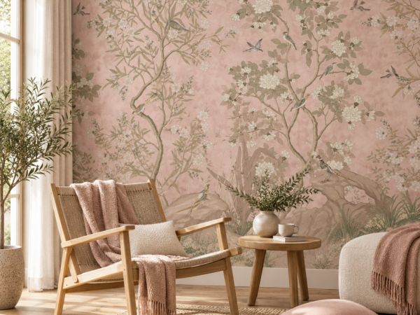 Blush Chinoiserie — Luxury Floral Wallpaper Dubai
