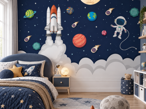 Rocket Galaxy — Luxury Kids Wallpaper Dubai
