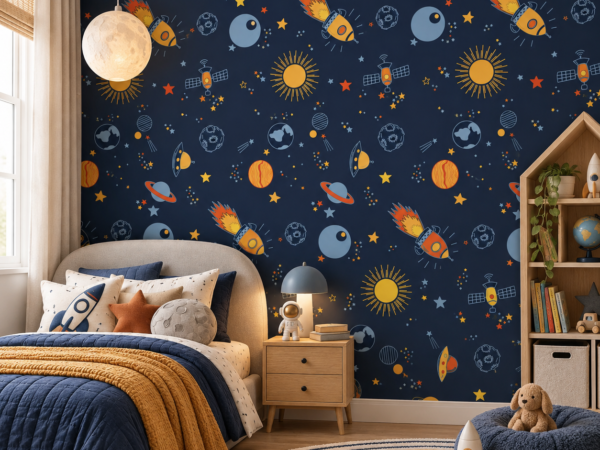 Rocket Orbit — Luxury Kids Wallpaper Dubai