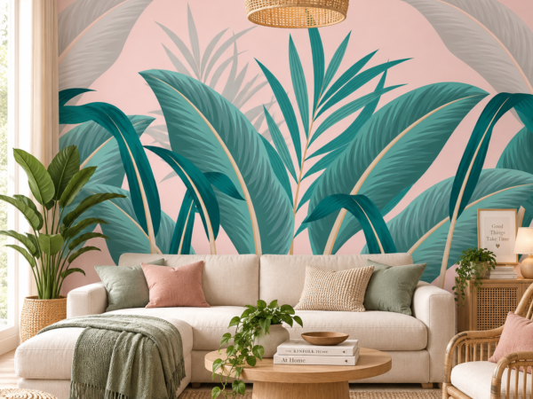 Teal Tropics — Luxury Floral Wallpaper Dubai