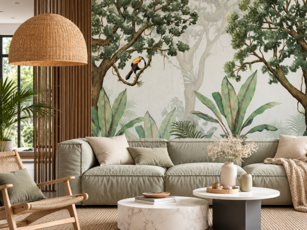 Tropical Perch — Luxury Floral Wallpaper Dubai